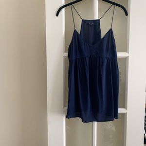Navy Madewell Silk Tank Blouse